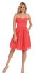 Strapless Pleated Knot Bust Short  Bridesmaid Party Dress in Coral